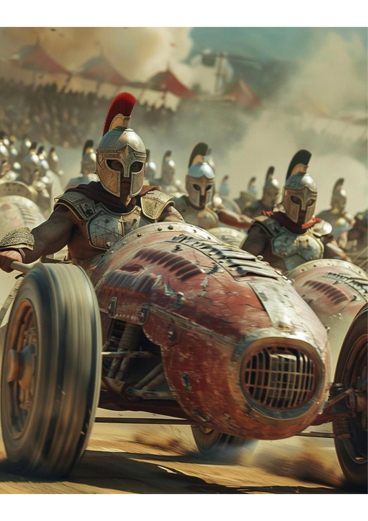 "Rome's Thundering Triumph: Chariot Champions Clash"